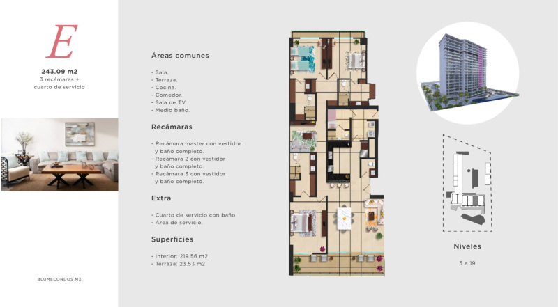 Blume 3 Bedrooms Condo 10E Puerto Cancun for Sale